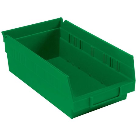 GLOBAL INDUSTRIAL Shelf Storage Bin, Polypropylene, 4 in H, Green 184838GN